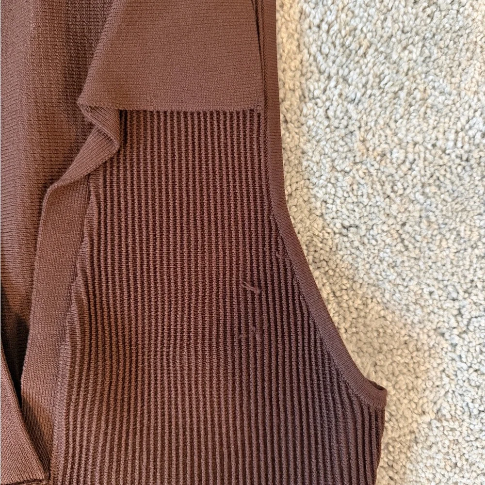 Babaton Chocolate Ribbed Collared Top - Picture 2 of 3